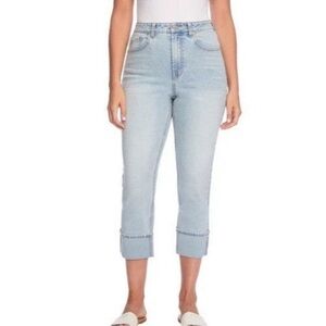 Frye Light‎ Wash High-Rise Crop Cuffed Jeans